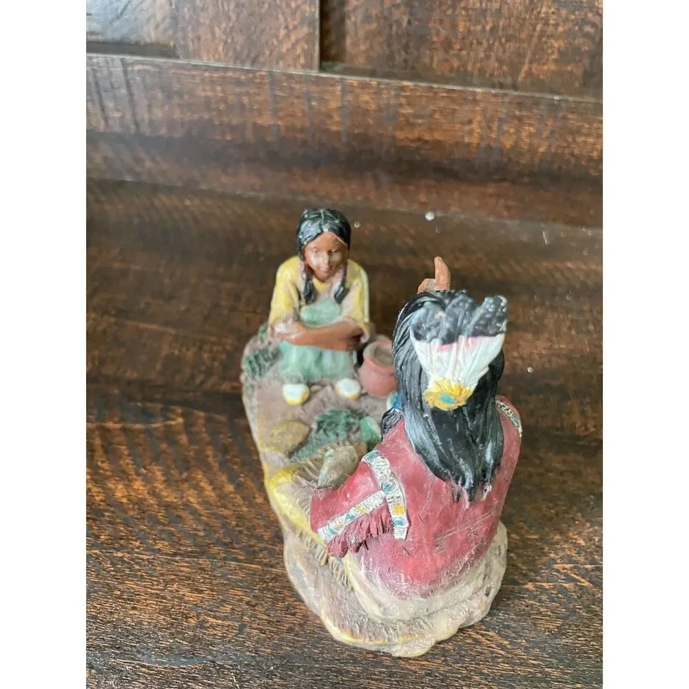 Vintage Native American Storyteller Figurine Elder & Child Southwestern Decor